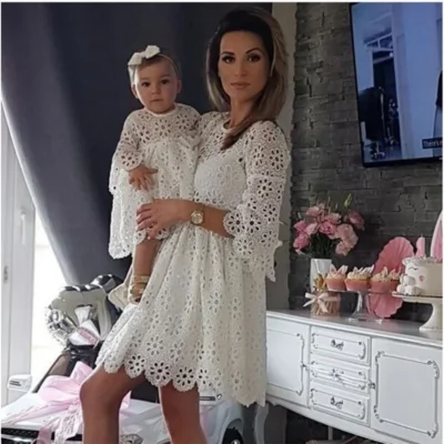 فساتين للأم وابنتها قطنية من عمر سنة إلى 9 سنوات